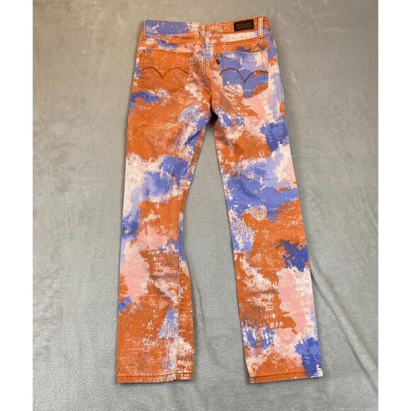 Levis Women's Jeans Size 6M 28x32 Mid Rise Skinny Orange TieDye Denim Hippie - Picture 12 of 12
